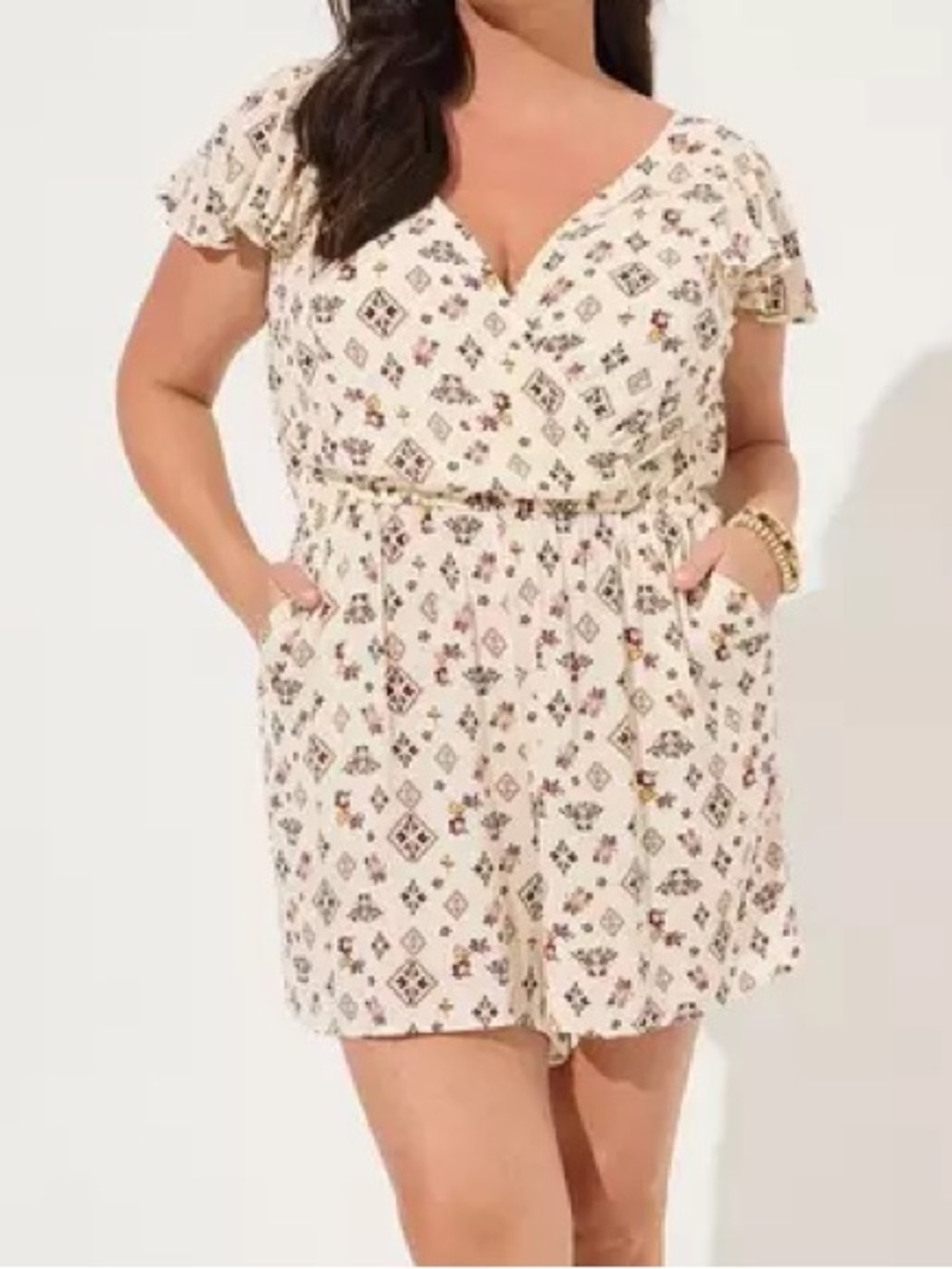 TORRID Floral Gauze Surplice Romper